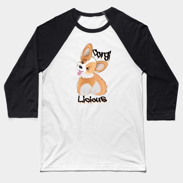 Corgi-licious Baseball T-Shirt by CloudEagleson